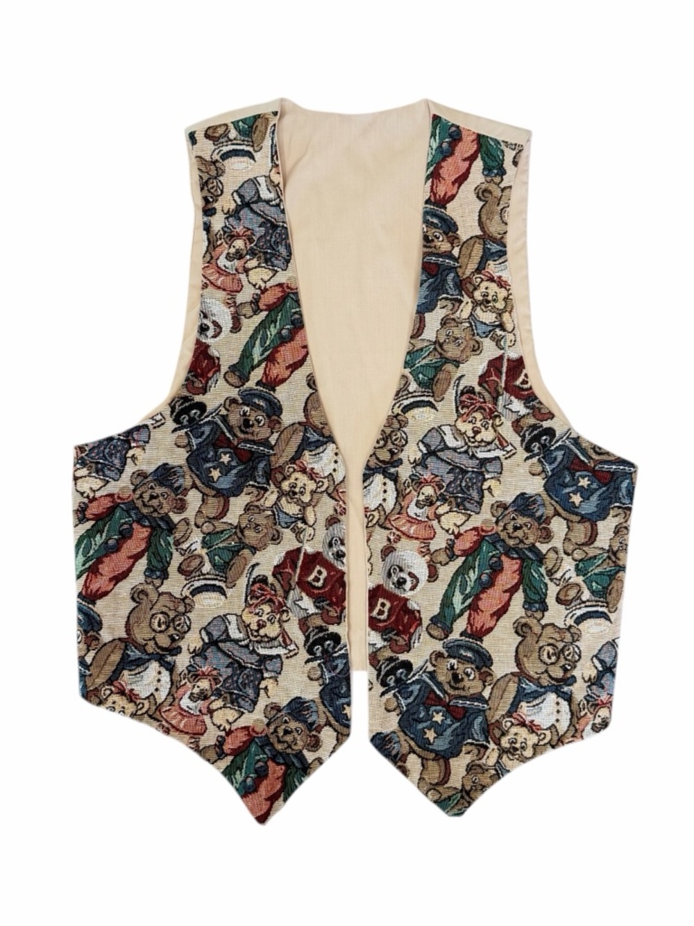 Vintage Novelty Teddy Bear Tapestry Vest